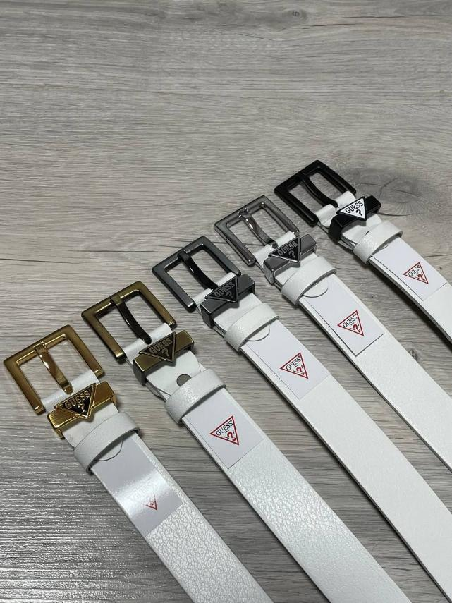 Ремінь шкіряний жіночий Guess 30 мм. білий 931510