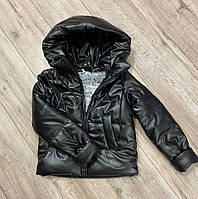 Демисезонная кожаная черная куртка на девочку подростка Модная подростковая курточка для девушек весна осень
