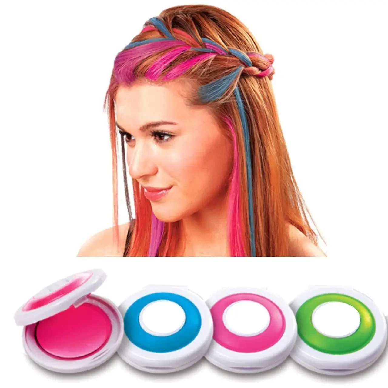 Набор цветных мелков для волос 4 цвета Hot Huez, Цветные мелки для всех типов волос TMK - фото 9 - id-p2106777661