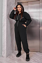 Жіночий комбінезон зі штанами з тринитки на флісі розміри батал