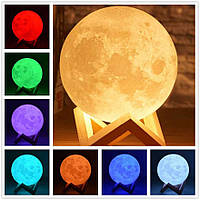 Светильник-ночник луна Magic 3d moon light 10 см на аккумуляторе, Лампа луна с пультом цветная TMK