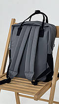 Чоловічий рюкзак Канкун, комбінований сірий в екошкірі з відділенням для ноутбука, фото 2