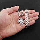 Чоловіча срібна цепочка і хрестик Спас Нерукотворний з молитвою. Ланцюжок бісмарк 55 см і кулон хрест, фото 10