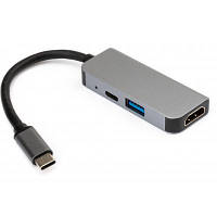 Концентратор Vinga Type-C to 4K HDMI+USB3.0+PD aluminium (VCPHTC3AL) o