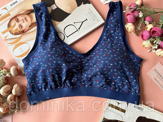 XXL Синій безшовний топ зі знімними чашками без кісточок, фото 1