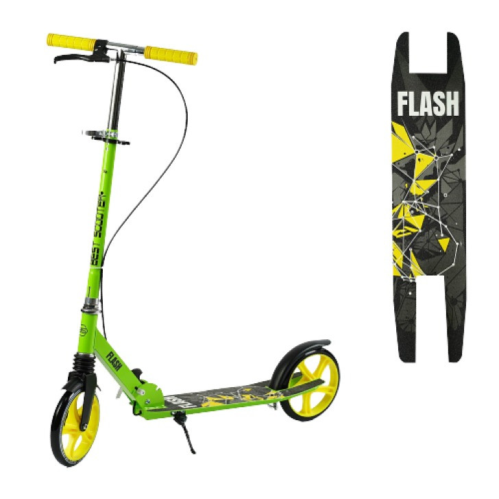Самокат двоколісний Best Scooter (кермо 88-102см, колеса PU діаметром 200мм, сталева рама) FL-20085 Зелений