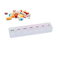 Контейнер для таблеток на тиждень Прозорий, органайзер для таблеток на 7 днів, таблетница для ліків