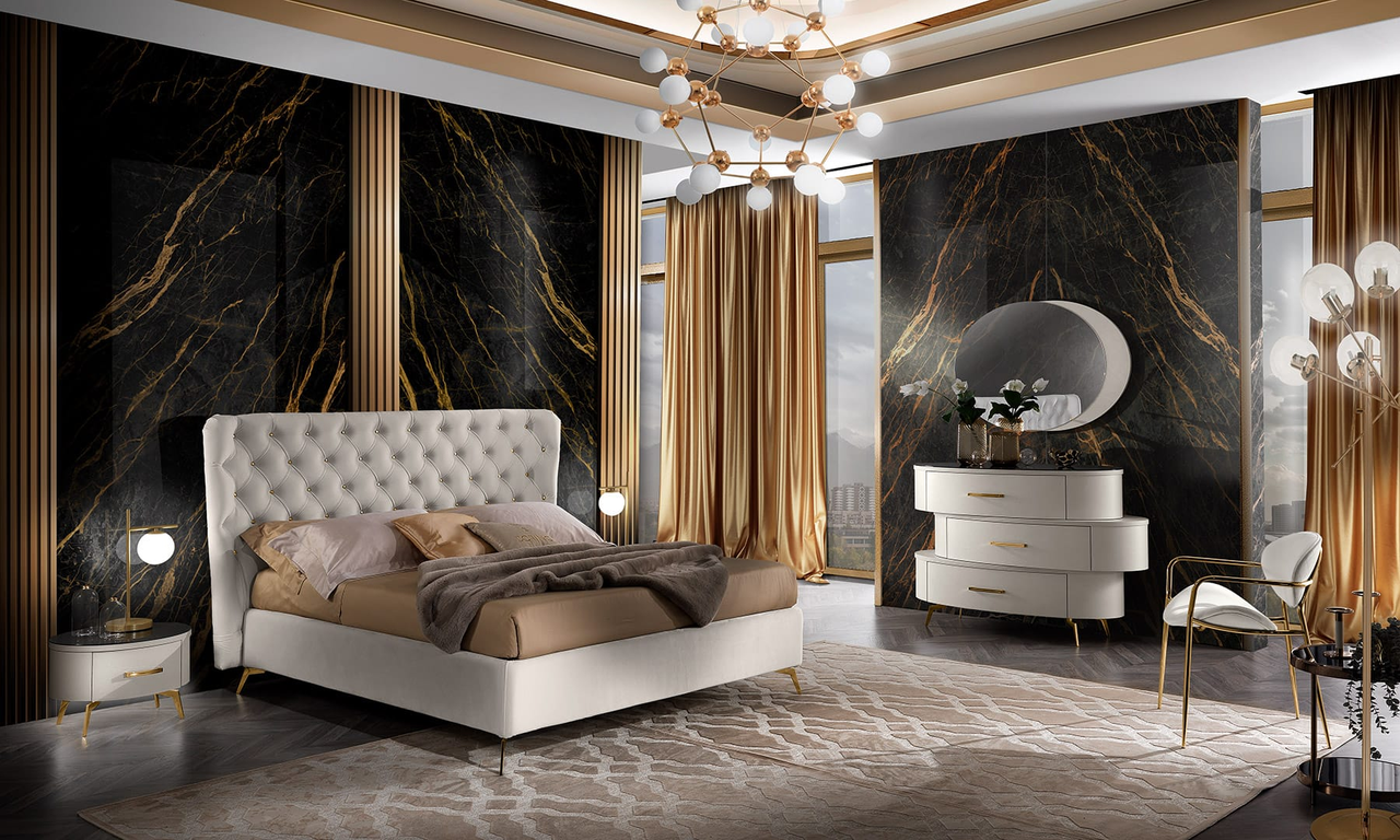 Спальний гарнітур Movida Luxury колір білий мат/ золото