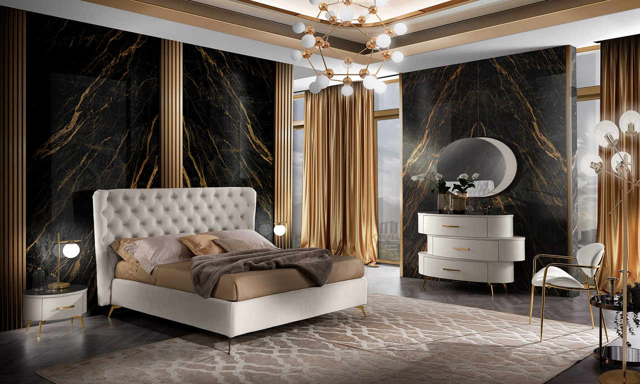 Спальний гарнітур Movida Luxury колір білий  мат/ золото