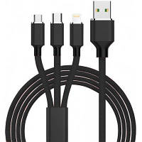 Дата кабель USB 2.0 AM to Lightning + Micro 5P + Type-C 1.2m black XoKo (SC-330-BK) o