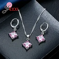 Женский комплект ювелирных изделий с розовым кубическим цирконием Lexxi серебро 925 пробы серьги и подвеска