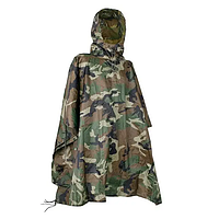 Пончо тактическое Mil-Tec One size Мультикам Уламковый Плащ-палатка RipStop PONCHO PE R/S 780GR. WOODLAND