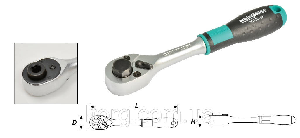 Whirlpower Трещітка 1/4" для бит 145мм 36 зубців
