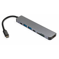 Концентратор Vinga Type-C to 4K HDMI+2*USB3.0+SD+TF+PD+USB-C 3.1 Gen1 aluminium (VCPHTC7AL) m