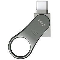 USB флеш наель Silicon Power 128 GB DriveMobile C80 USB 3.1 + Type-C Silver (SP128GBUC3C80V1S) o