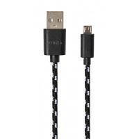 Дата кабель USB 2.0 AM to Micro 5P 2color nylon 1m black Vinga (VCPDCMBN31BK) o