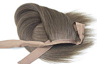 Причіпний, накладний хвіст на стрічці з Натурального Слов'янського волосся зі шпилькою 50см 72грам Шиньйон