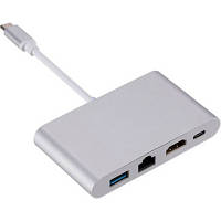 Концентратор Dynamode USB3.1 Type-C to 1хHDMI, 1хRJ-45, 1хUSB 3.0, 1хUSB Type-C Fe (Multiport USB 3.1 Type-C