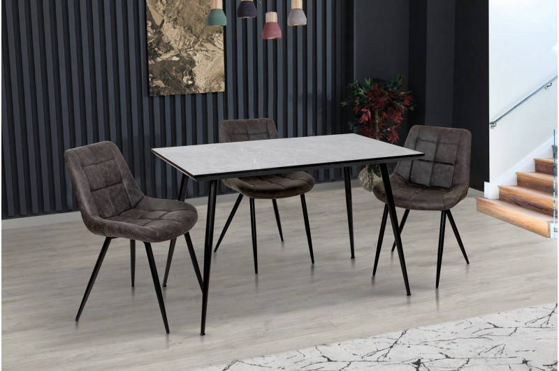 Стіл нерозкладний  Торнадо  Мікс меблі, колір чорний  /  бетон сіробежевий