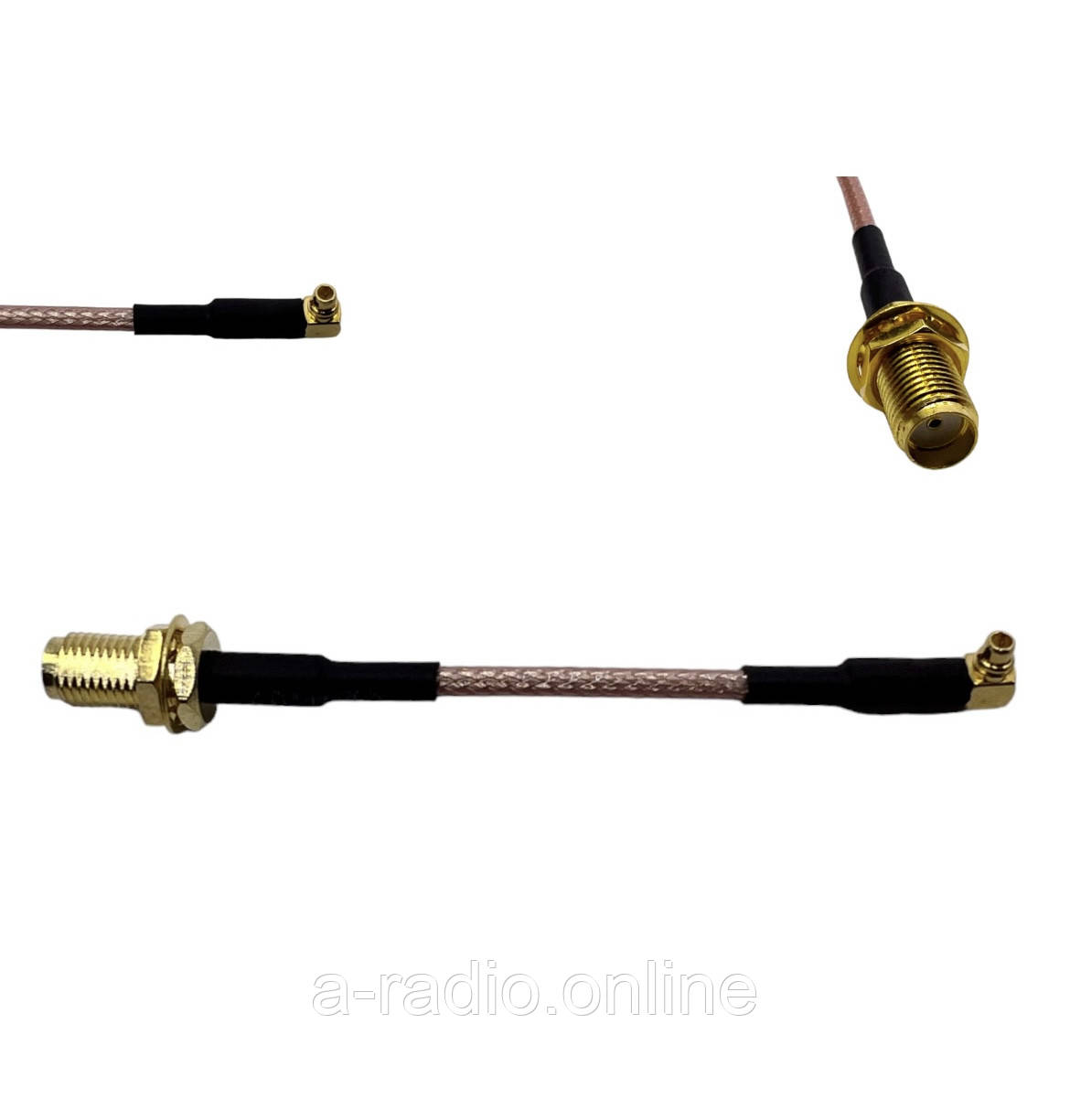 Пігтейл MMCX-Male 90° - SMA-Female ВЧ кабель перехідник RG316 довжина 7 см кутовий