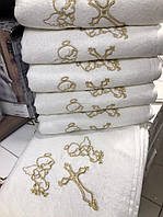 Крижма 100x100 рушник з вишивкою ангелів для хрещення бавовняне Gulcan Туреччина