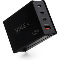 Зарядное устройство Vinga GaN 100W PD+QC 3C1A ports 1.2m Wired Charger (VCPCH100CB) o