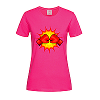 Розовая женская футболка С рисунком боксерские перчатки (18-3-3-рожевий)
