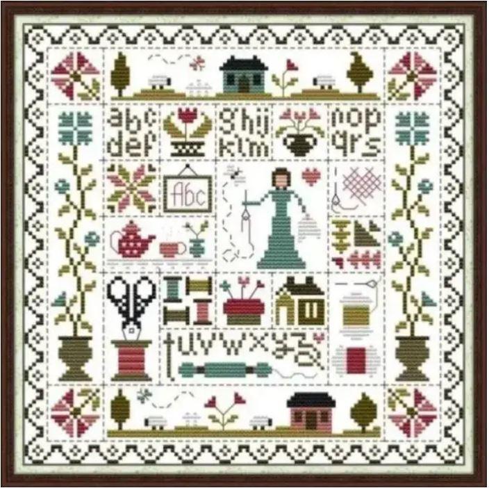 Набір для вишивання за нанесеною на канву схемою "My Home". AIDA 14CT printed 28*28 см