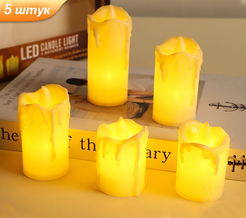 Набір світлодіодних LED свічок на батарейках Decorative Led Mum Seti 5 шт в комплекті, фото 1