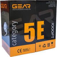 Кабель сетевой UTP 305м, cat.5e, CU, 4*2*0,51, PVC, indoor, grey GEAR (GEC-UTPCU051305) o