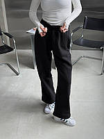 Женские стильные базовые трендовые спортивные штаны оверсайз с лампасами (черный, серый)