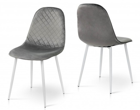 Стілець обідній м'який на металевих ніжках Марс Мікс меблі, колір білий + велюр сірий