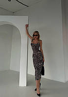 Женское леопардовое платье миди