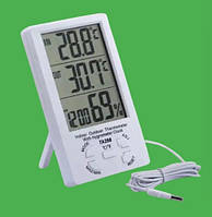 Термометр кімнатний з гігрометром VST TA298 (з виносним датчиком, годинник, будильник)