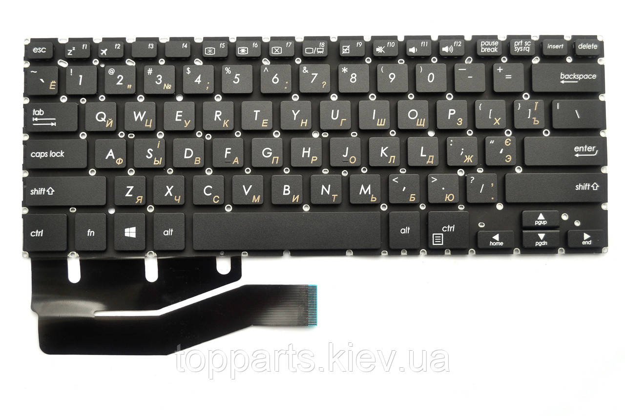 Клавіатура для ноутбуків Asus VivoBook TP410, TP410U, TP410UA, TP461U Series чорна без рамки UA/RU/US