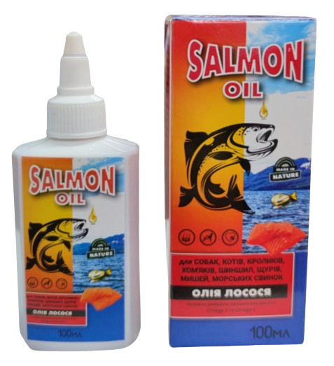 Олія лосося Salmon oil для собак і котів, 100 мл, фото 1