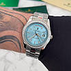 Годинник наручний Rolex 41 mm Day — Date Oyster Perpetual Diamond Silver-Blue, фото 8