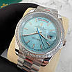 Годинник наручний Rolex 41 mm Day — Date Oyster Perpetual Diamond Silver-Blue, фото 10