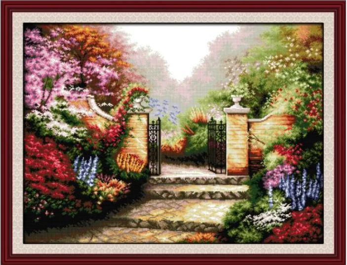 Набір для вишивання за нанесеною на канву схемою "Garden 2". AIDA 14CT printed 67*52 см, фото 1