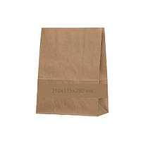 Паперовий крафт пакет 210х115х280 мм, упаковка 200 шт, 004200214