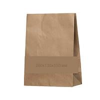 Паперовий крафт пакет бурий 260х130х350 мм, упаковка 100 шт, 004200160