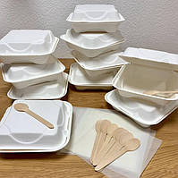 "Набор № - 5" для Бенто тортиків с Еко-боксом 20 см, дерев'яною ложкою і пергаментом, по 10 шт, 022500016