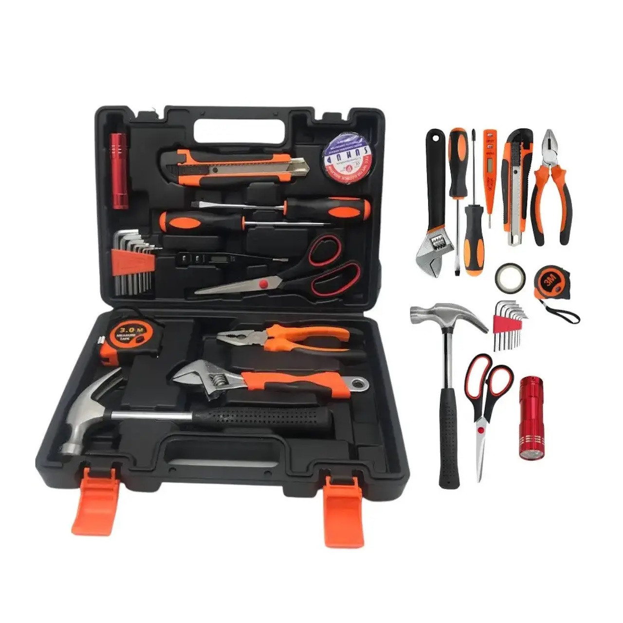 Набір інструментів в кейсі для дому та дачі 21 предмет. Молоток плоскогубці викрутки та багато іншого, фото 1