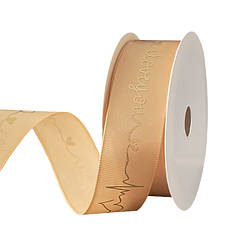 Атласна стрічка "Love you", 2,5 см х 3 м., колір - лате