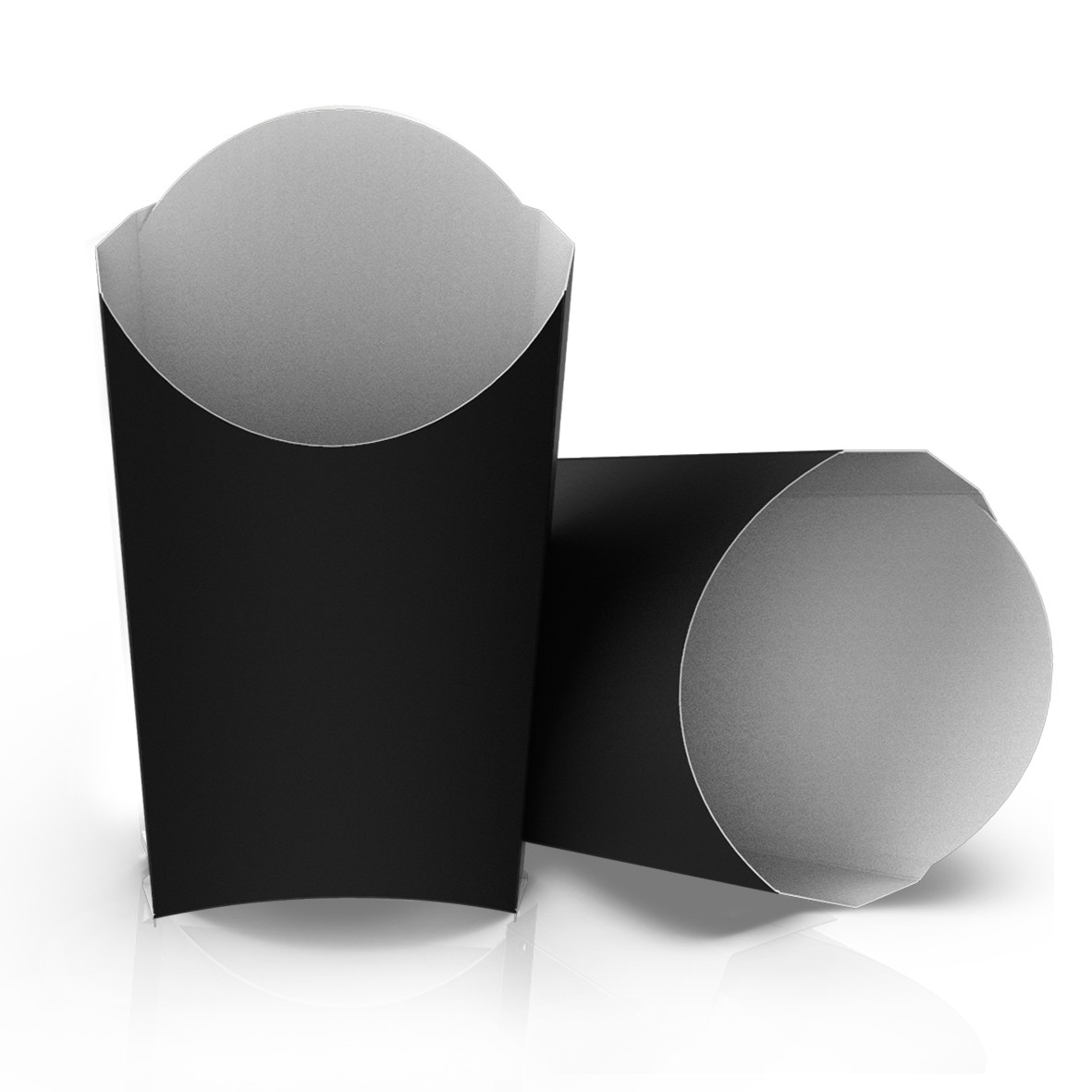 Коробка паперова для картоплі фрі, чорна/біла, міні 68х85 мм, 90 гр