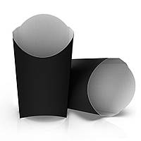 Коробка паперова для картоплі фрі, чорна/біла, міні 68х85 мм, 90 гр