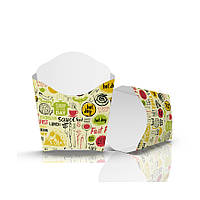 Коробка паперова для картоплі фрі, кольорова, міні 68х85 мм, 90 гр