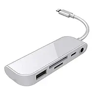 Перехідник OTG iPhone Lightning на 3.5 mm micro USB SD card USB 3.0 NK9109L Адаптер Білий