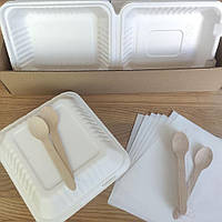 "Набор № - 5 Смарт" для Бенто тортиків с Еко-боксом 22 см, дерев'яною ложкою і пергаментом, по 10 шт, 022500053