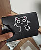 Чорний, красивий жіночий гаманець з котиком. Дитяче портмоне. Гаманець для дівчинки. Котики, кішки, коти, фото 7